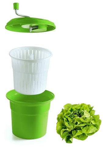 Générique Essoreuse à Salade 25L Professionnelle - Essorage Manuel Efficace - Plastique Résistant - Vert - Dimensions 42 x 52 cm
