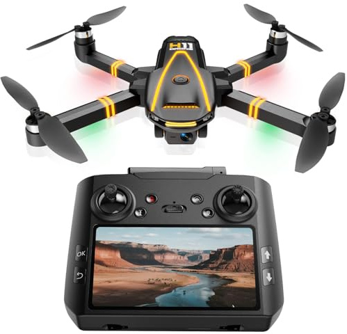 H11 GPS Drone con Telecamera 4K Professionale (Radiocomando con Schermo) FPV RC Droni con Motor Brushless, Return Automatico, Tempo di volo prolungato, 2 batterie, meno di 249g, C0