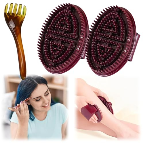 2PCS 3-in-1 Meridian Massage Brush Set with Five-Claw Massage Comb,Meridian Body Massage Brushs for Back Legs Arms,Psoas Release and Full-Body Relaxation,Handheld Massage Tools for Full Body Relieve