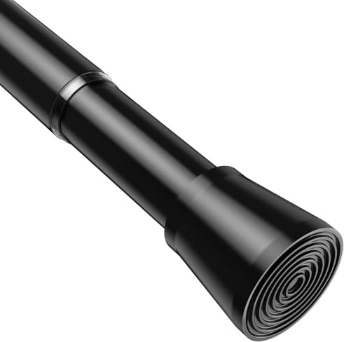 Barra de Cortina Extensible para Ducha, sin taladrar, 71-155 cm (diámetro 25 mm), Material de Acero Inoxidable Negro, Ideal para Baño, Ventana, Puerta y Armario