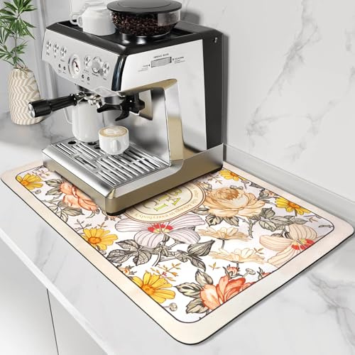 Tappetino Sotto Macchina Caffe, 40X60 cm Tappetino Scolapiatti Cucina Assorbente, Asciugatura Rapida Caffe Asciugapiatti, Antiscivolo Scolapiatti Assorbente Cucina, per Protezione Del Piano, Tavoli