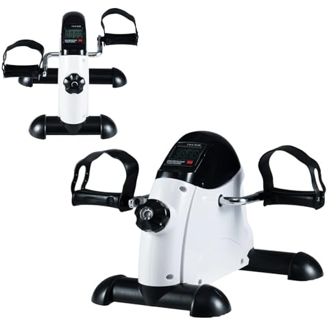 KOMFOTTEU Pedaltränare med LCD-skärm, underskrivbord, cykel, bentränare armtränare med justerbart motstånd, fitnesscykel fitnesstränare för hem, kontor (vit)