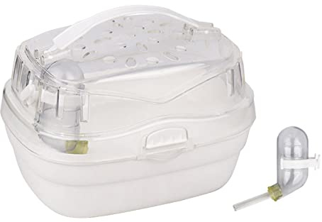 FGDTREE Jaula de viaje para hámsteres con botella de agua, caja de transporte ventilable para animales pequeños, caja de transporte para mascotas, caja de transporte para mascotas