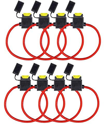 Tian 8 x wasserdichter Inline-Sicherungshalter, Flachsicherungshalter, 14 AWG, 12 V, 20 A, für Auto (mittlere Größe)