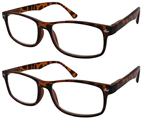 TBOC Lunettes de Lecture - [Pack 2 Unités] Dioptrie +1.00 Monture Marron Écaille Femme Homme Unisexe Loupes de Vue de Repos de Près Ordinateur Travail Branches Charnières à Ressort