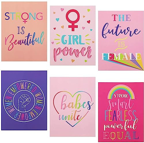 12 Pack Feminism Pocket Folders for School, Home, Office, Women and Girls, 6 Assorted Designs, Letter Size, 9 x 12 Inch