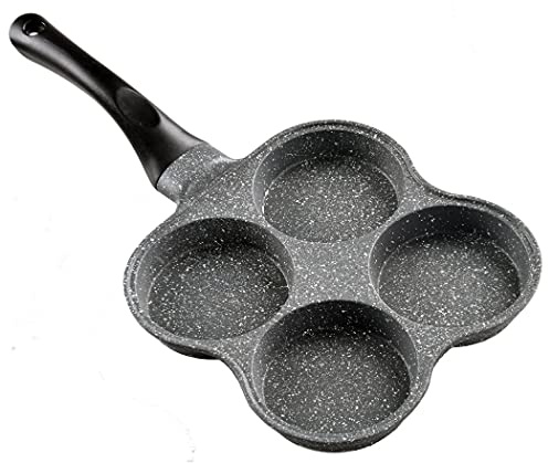 Buecmue Rustless Egg Frying Pan | 4-Cup Nonstick Easy Clean Egg Cooker Omelet Pan For Breakfast Swedish Pancake, Plett, Crepe Pan Gas Stove and Other Stoves Cookware