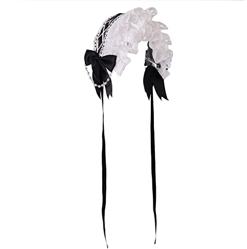 Mädchen Dienstmädchen Cosplay Stirnband Spitze Blume Kopfbedeckung (SCHWARZ)