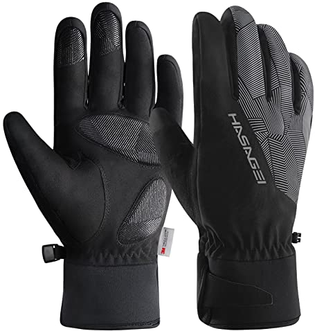 HASAGEI Winterhandschuhe, Touchscreen Handschuhe Herren, Winddicht Fahrradhandschuhe Damen Winter, Skihandschuhe mit Atmungsaktiv Geeignet für Skifahren, Motorrad, Radfahren, Schwarzgrau(Upgrade), XL