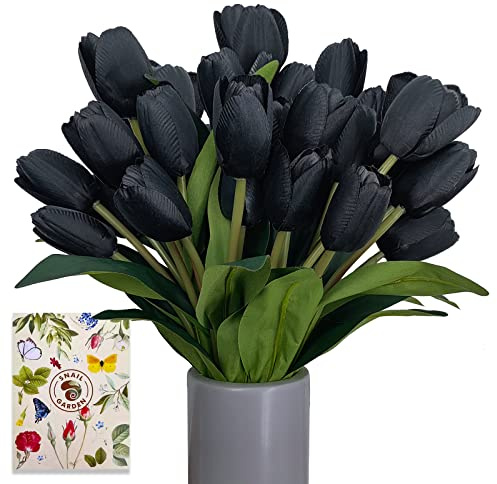 SNAIL GARDEN 3 mazzi /27pc fiori artificiali,tulipani di seta finti vero tatto Faux fiori fiori mazzo per il matrimonio nuziale festa di casa per accordi floreali