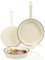 Juego de sartenes de hierro fundido esmaltado, juego de 3 piezas, juego de utensilios de cocina antiadherentes, revestimiento de cerámica no tóxico, sin PFAS y PTFE y PFOA, compatible con gas,