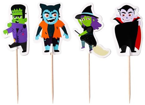 PME Halloween Topper Decorazioni per Cupcake - Personaggi Spaventosi (24 unità)