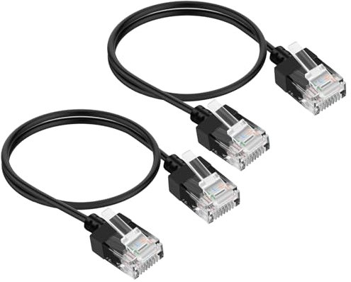 Thzzhnno Cavo Ultra Sottile Ethernet RJ45 Cat6A 1M 2 Pezzi, Cavo Sottile LAN Ethernet, Cavo di rete UTP Cat6 ad Alta Velocità 10Gbps 550 MHz, Cavi patch Cat 6 per Router, Modem, Xbox, laptop, Server