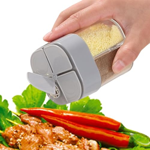 4 in 1 Jar - Clear Salt and Pepper Shakers,Seasoning Jars with Lid, Moisture-Proof Containers for Home Restaurant Camping Travel Cooking BBQ