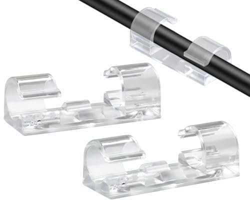 SOULWIT Lot de 50 Clips Auto-adhésifs pour Gestion des câbles, organisateurs de câbles pour TV, PC, Ordinateur Portable, câble Ethernet, Bureau, Maison