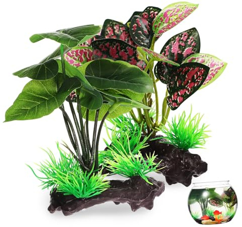 Alipis 2 Pezzi Decorazioni Acquario Piante Artificiali in Plastica Trunk Realistico per Serra Pesci Resistenti e Facili da Installare per Habitat Naturale e Paesaggio Acquatico