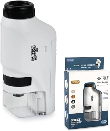 Pocket Microscope set, Portable Handheld Mini Microscope Toy, LED Light 60X-120X, Gift for Education, Learning, Exploring, and Outdoor Playing