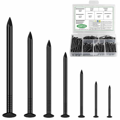Wuhmhm 290 Pièces Clous en Acier Pour Tableaux, 7 Tailles, Clous en Acier Trempé, pour Tableaux, pour Plaques de Plâtre