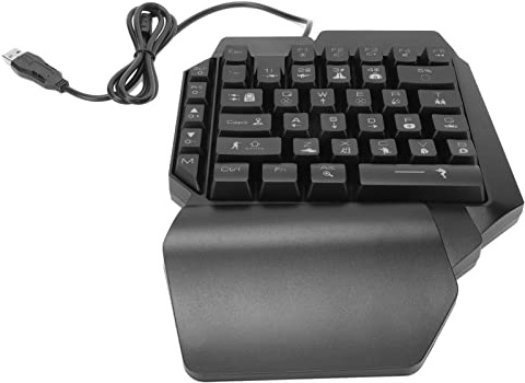 FAUOSWUK Tastiera da Gioco con una Sola Mano, Mezza Tastiera Plug and Play Retroilluminata RGB Dal Design Ergonomico USB con Materiale ABS di Alta qualità, per Giochi per Computer