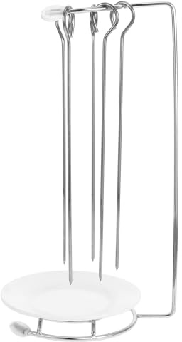 FOMIYES Supporto per Kebab in Acciaio Inox con 5 Ganci per Spiedini, Porta Spiedini per Barbecue Sospeso, Resistente e Leggero per Grigliate All’aperto e Picnic