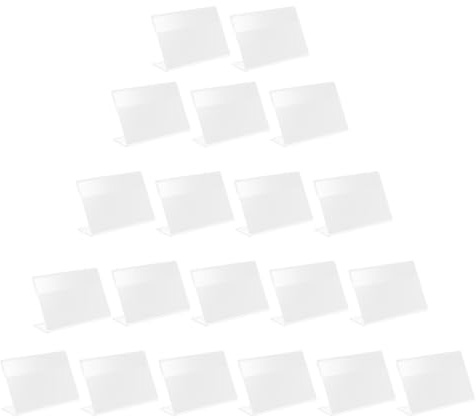 SHINEOFI Support à Étiquettes de Prix 20 Pièces 5X3 CM Plastique Transparent Forme L pour Présentoirs de Commerce de Détail Support Robuste pour Affichage et Signalétique