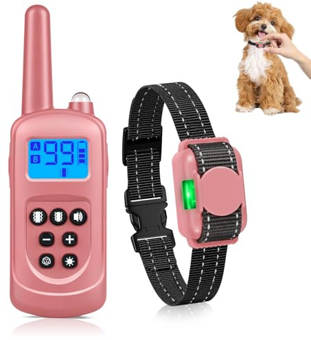 Anti Dog Barking Collars for Dogs-2000FT Dog Training Bark Collar for Small Medium Large Dogs(5-60 lbs) with Vibration&Sound&Safety Lock, Stop Dog Barking Rechargeable&Waterproof Humane (Pink)