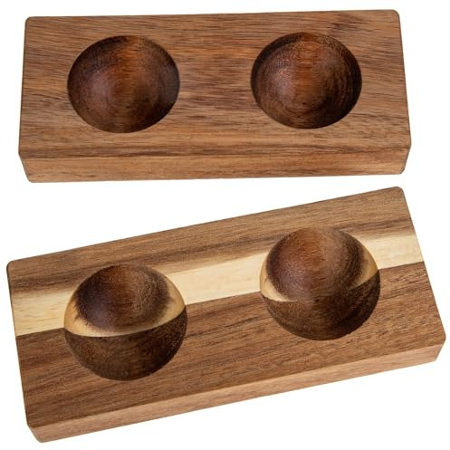 HOMOCONO Portauova in Legno 2 Pezzi per Frigorifero Vassoio Piatto Facile da Pulire, Mantiene le Uova Ferme per Conservazione in Cucina e Cottura