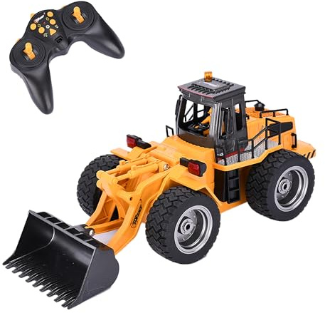 Top Race 6 Channel Full Functional Front Loader RC Remote Control Construction Toy Tractor Lights & Sounds 2.4Ghz Remote Control Tractor Toys Bulldozer RC Construction Vehicles Boy Toys