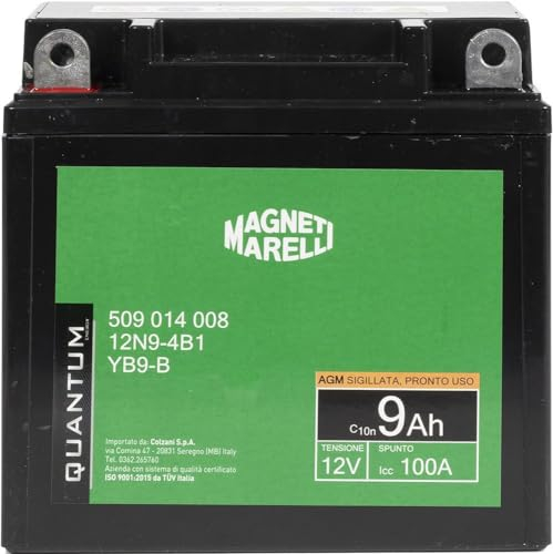 Quantum Energy Magneti marelli batteria moto e scooter 9AH 12V 100A tecnologia AGM sigillata polo positivo sinistro