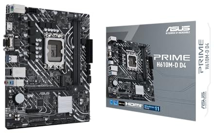 ASUS Prime H610M-D D4 Gaming Mainboard Sockel Intel LGA 1700 (Intel H610, mATX, DDR4 Speicher, PCIe 4.0, M.2, COM Port, LPT Header, RGB Header)