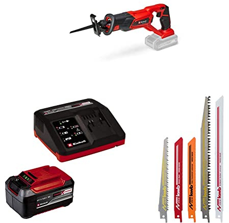 Einhell Akku-Universalsäge TE-AP 18/22 Li Power X-Change (18 V, Li-Ion, 2600 min-1 max. Hubzahl, max. 100 mm Schnitttiefe, inkl. 5,2 Ah Akku, Fastcharger und Sägeblatt-Set)