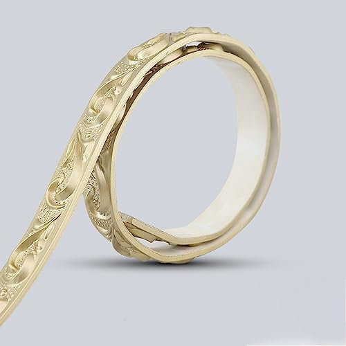 Guest Ruyunlai Bordure de Papier Peint 10 - Or Champagne Décoration Murale Amovible Frise Murale Autocollant Imperméable en PVC Plinthe 2 x 500 cm