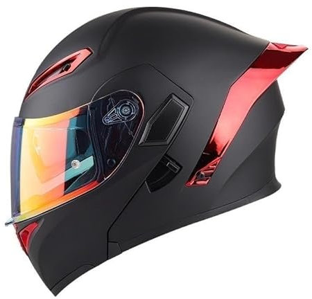 AD-BCrbgen Integralhelm – Motorradhelm, Integralhelm, Motorradhelm mit offenem Gesicht, Integralhelm(With Revo-Gold Lens,XL)