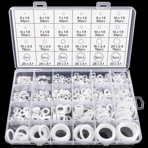 Lyeteung 480 Pièces 24 Tailles Kit O Ring Joints D'étanchéité, Assortiment Joint Torique en Silicone, Joints Toriques D'étanchéité, pour Plomberie et Réparation de Véhicules, Blanc
