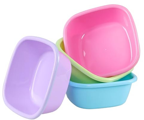 Melontray 4 Pack Plastic Washing Up Bowl, 15 L Square Wash Dish Basin for Kitchen
