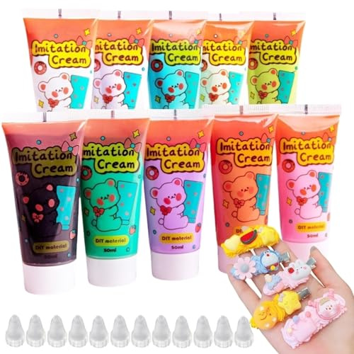 Juego de 12 Juego de Pegamento de Crema, Simulación Crema Arcilla, Pegamento de Arcilla, Perfecto para Manualidades y Decoraciones