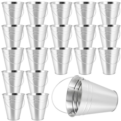 KEILEOHO 20 mini secchi zincati, piccoli secchi di zinco, in metallo, con manico, 11,5 x 6,5 x 12,8 cm, per piante, decorazione