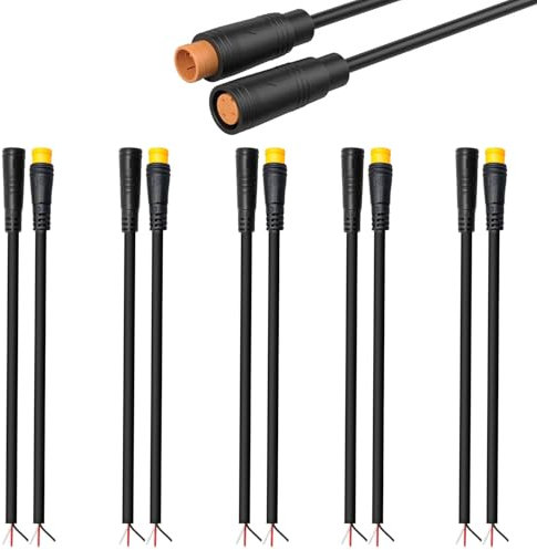 VISSQH 5 paia connettore cavo di estensione impermeabile julet 3 pin,per bicicletta elettrica presa cavo femmina e maschio, cavo connettore 3 pin per illuminazione bici elettrica, progetti di