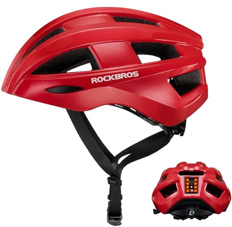 ROCKBROS Fahrradhelm mit Heckleuchte Aufladbarer Leuchthelm für Mountainbike und Straßenrad Sicherheitshelm für Männer und Frauen 58-60cm