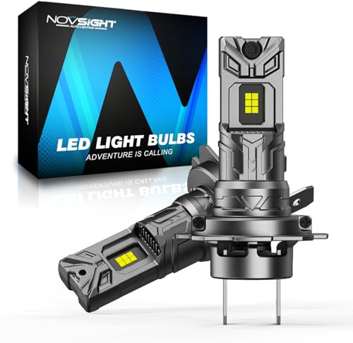 NOVSIGHT Ampoule H7 LED Voiture - 120W 32000LM 6500K H7 LED Lampes de Phares Voiture Automobile Format Mini 1:1 avec Ventilateur de Refroidissement Remplacement pour Kit de Conversion, Lot de 2