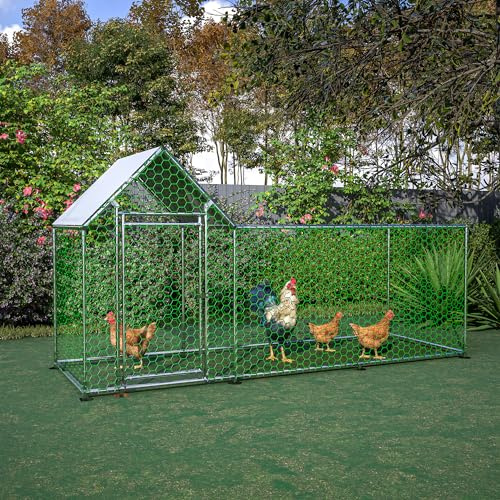 Redkid Gallinero de metal de 12 m², 3 x 4 x 2 m, con paño de polietileno impermeable y candado de seguridad, para gallinas, conejos y varios animales pequeños (1 x 3 x 1,5 m)