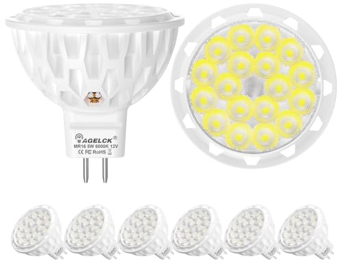 MR16 Led Bulb 6000K Daylight - Gu5.3 Base, 5W (50W Halogen Equivalent), 12V Low Voltage, 610LM CRI 85+, 36 Degree LED Spotlight Bulb for Landscape/Recessed/Track/Outdoor Lighting, Non-Dimmable, 6 Pack