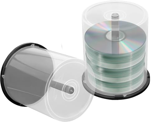 CD/DVD Storage Box, 2pcs 100 Disc Capacity Storage Empty Blank CD Cases, Clear CD Holder Plastic Column DVDs Bucket Case