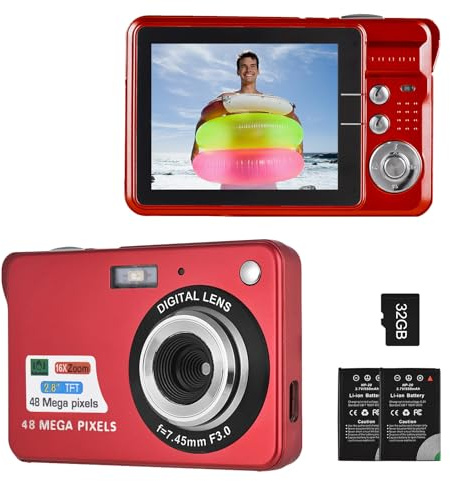 Andoer Cámara digital 4K 48MP 16x Zoom Autofocus 2.8 pulgadas TFT Display con flash reconocimiento facial para adolescentes para niñas niños (S)