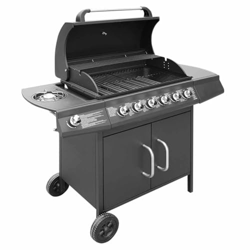 Generico becue e Griglia a Gas 6+1 Fornelli Nero,Casa e Giardino,Cucina e Pranzo,Elettrodomestici,becues,Nero,27.65 kg,41905