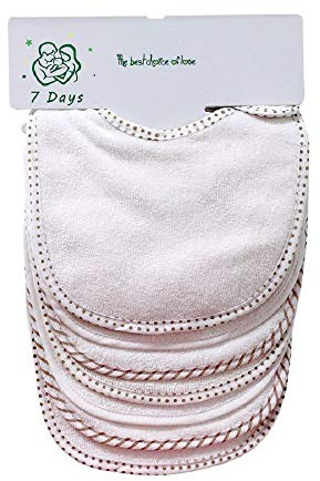 Little lucky baby Lot de 7 bavoirs doux double couche 100% coton absorbant (white)