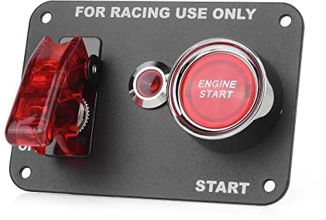 Jtron Interrupteur d'allumage Tuning 12V DC, interrupteur à bascule 20A et bouton de démarrage 50A, voyant LED rouge, panneau de commande universel pour voiture et modification électronique