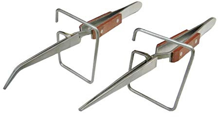 Set of 2 Fiber Grip Tweezers for Soldering Gluing & Bent Tipped for Jewelers & Watchmakers