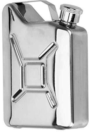 Fiaschetta a forma di lattina di benzina in acciaio inox con tappo a vite, 180 ml (5 oz), regalo creativo come contenitore piatto per liquori