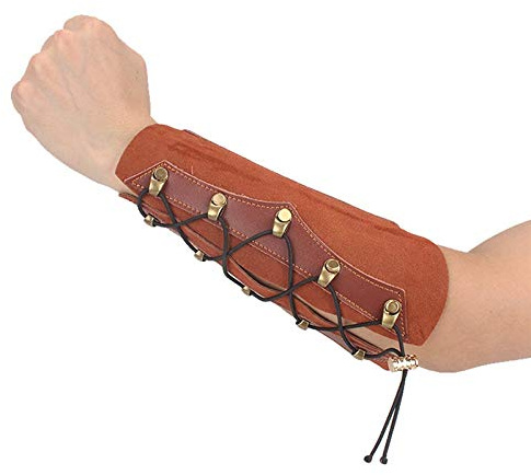 ACEXIER 1 PC Lacets en Cuir Brun tir à l'arc Bracelet Protecteur Outil d'arc de Chasse pour protéger Le Garde du Bras Accessoires d'arc et de flèche Marron